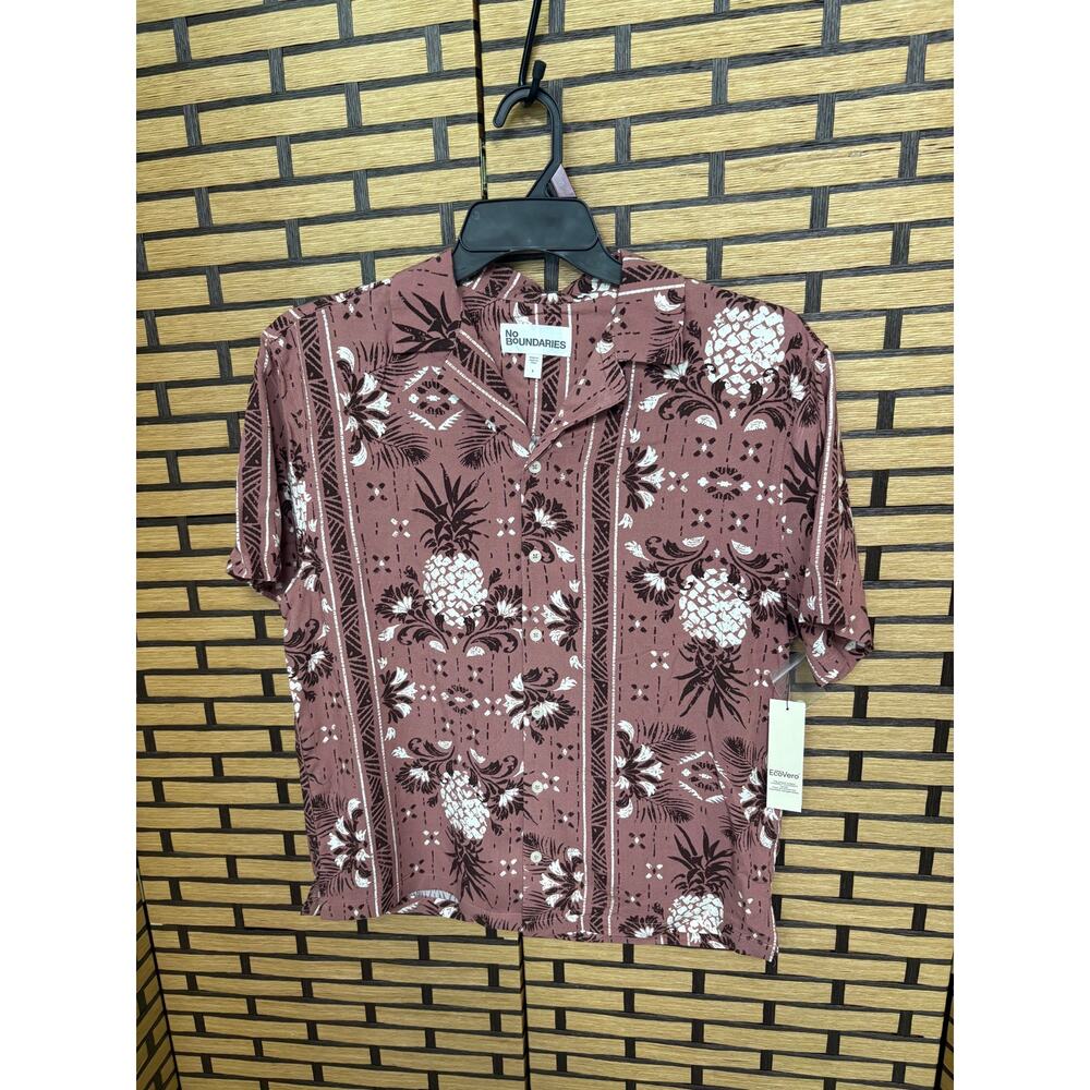 No‎ Boundaries Mauve Button Down Tropical Shirt Size Small